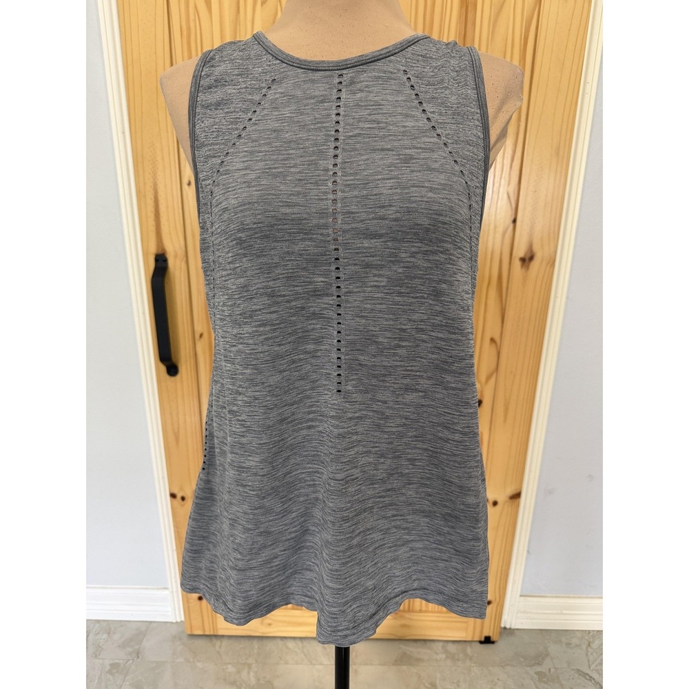 Athleta Tank Top Womens Small Gray Open Back Laser Cut Athletic Running Yoga
